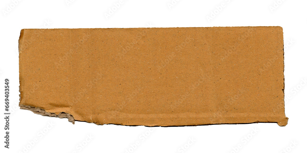 ripped and worn piece of cardboard on isolated png transparent background
