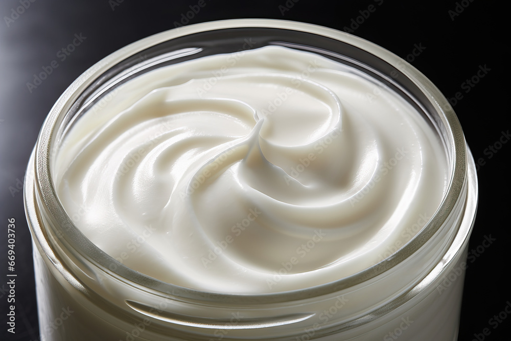Close-Up of Refreshing Cold Cream in Jar Close-Up of Refreshing Cold Cream in Jar