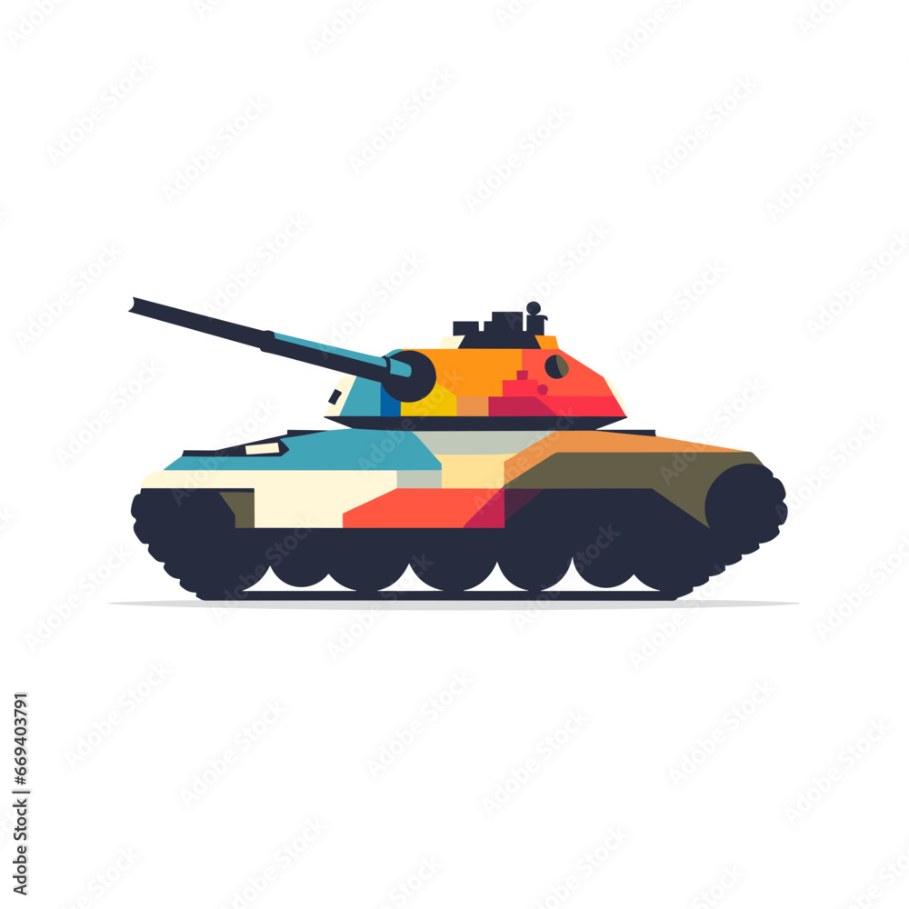 Colorful icon of a military tank
