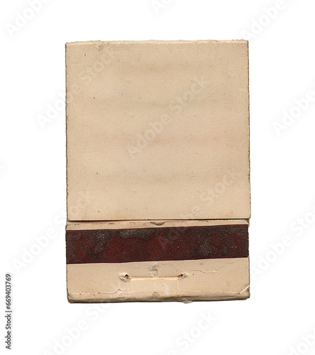 vintage worn old pack of matches in a matchbook on png transparent background