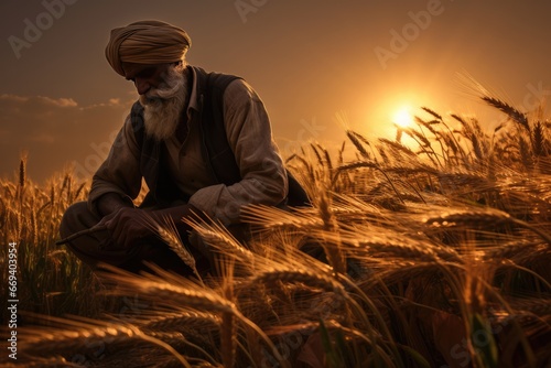 Traditional Indian Farmers Sowing Wheat Seeds At Sunrise. Сoncept Harvesting Crops, Farming Techniques, Rural Life, Sustainable Agriculture, Crop Rotation
