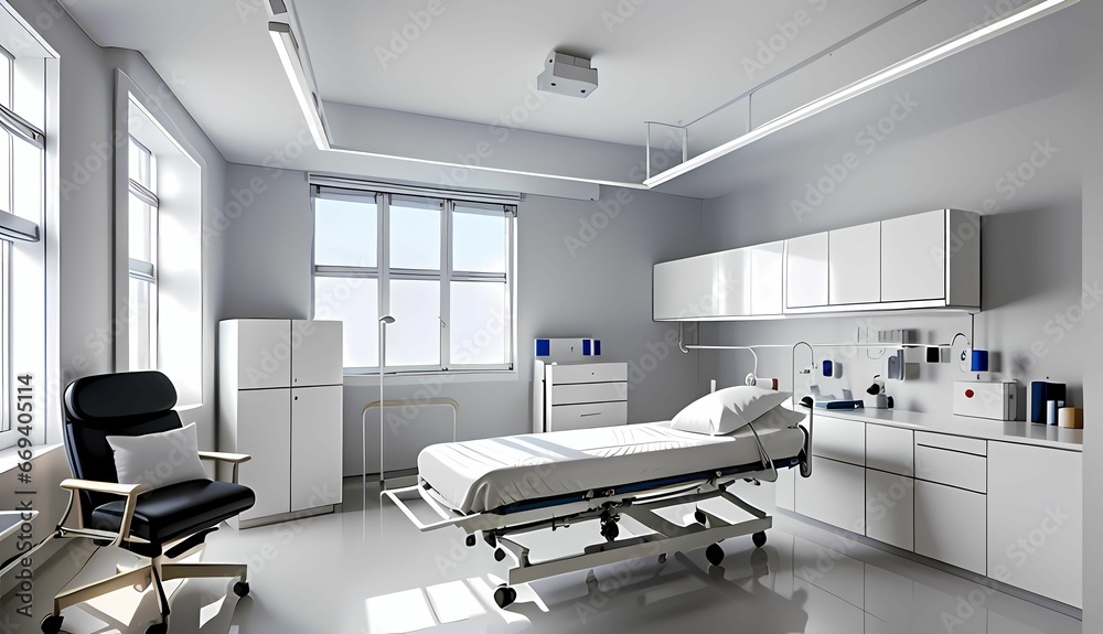 Illustration of Modern Hospital Room Illustration of Modern Hospital Room
