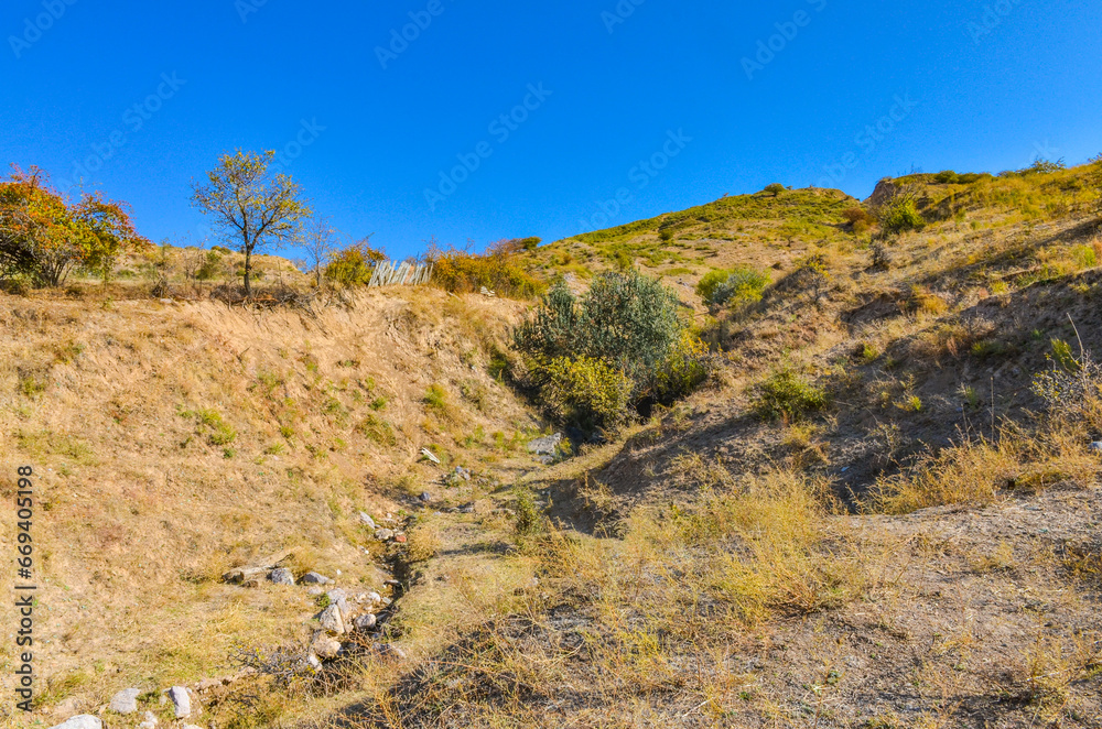 scenic hills around Karankul in autumn (Tashkent region, Uzbekistan)