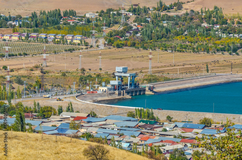 Hojikent hydro power plant on Chirchiq river near Karanul village (Tashkent region, Uzbekistan) photo