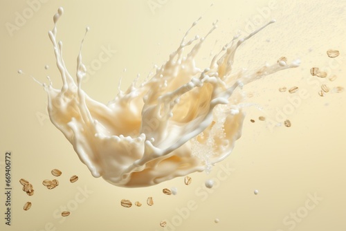 oat milk splash on background. Generative AI