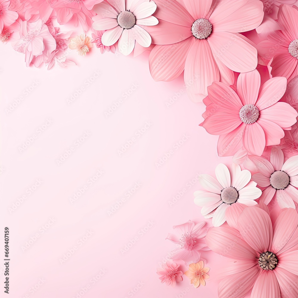 Pink flower background with an empty space for note
