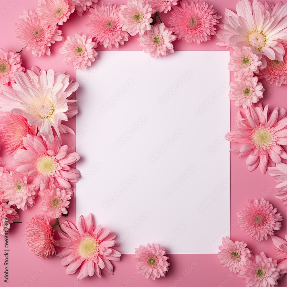 Pink flower background with an empty space for note Pink flower background with an empty space for note