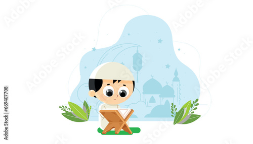 A child reading the Qur’an, a child memorizing the Qur’an, an Arab child, a Muslim child, a child reading, education, memorization, memorization, Muslim, Arab, Arabic dress, the Qur’an, the Qur’an,