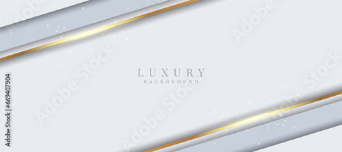 Elegant abstract background with shiny gold and silver lines. White luxury background