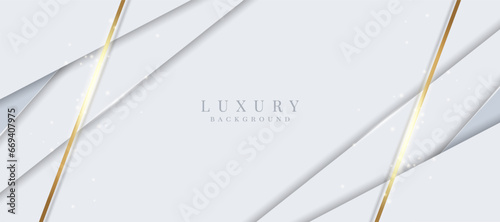Elegant abstract background with shiny gold and silver lines. White luxury background
