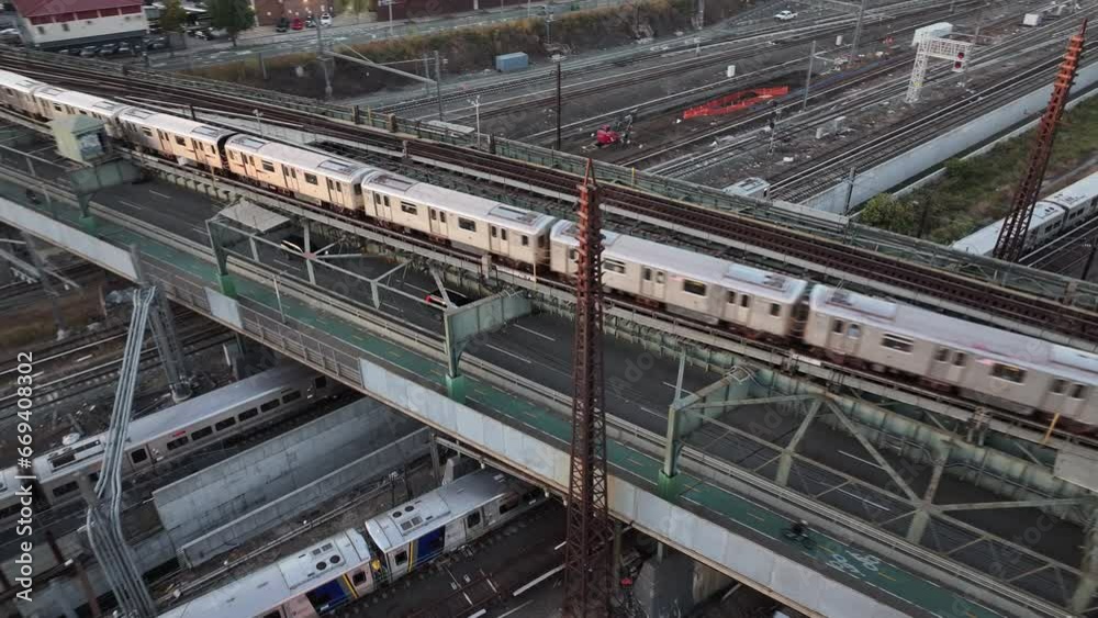 Above Ground Subway - Queens - Aerial Shot Above Ground Subway - Queens - Aerial Shot