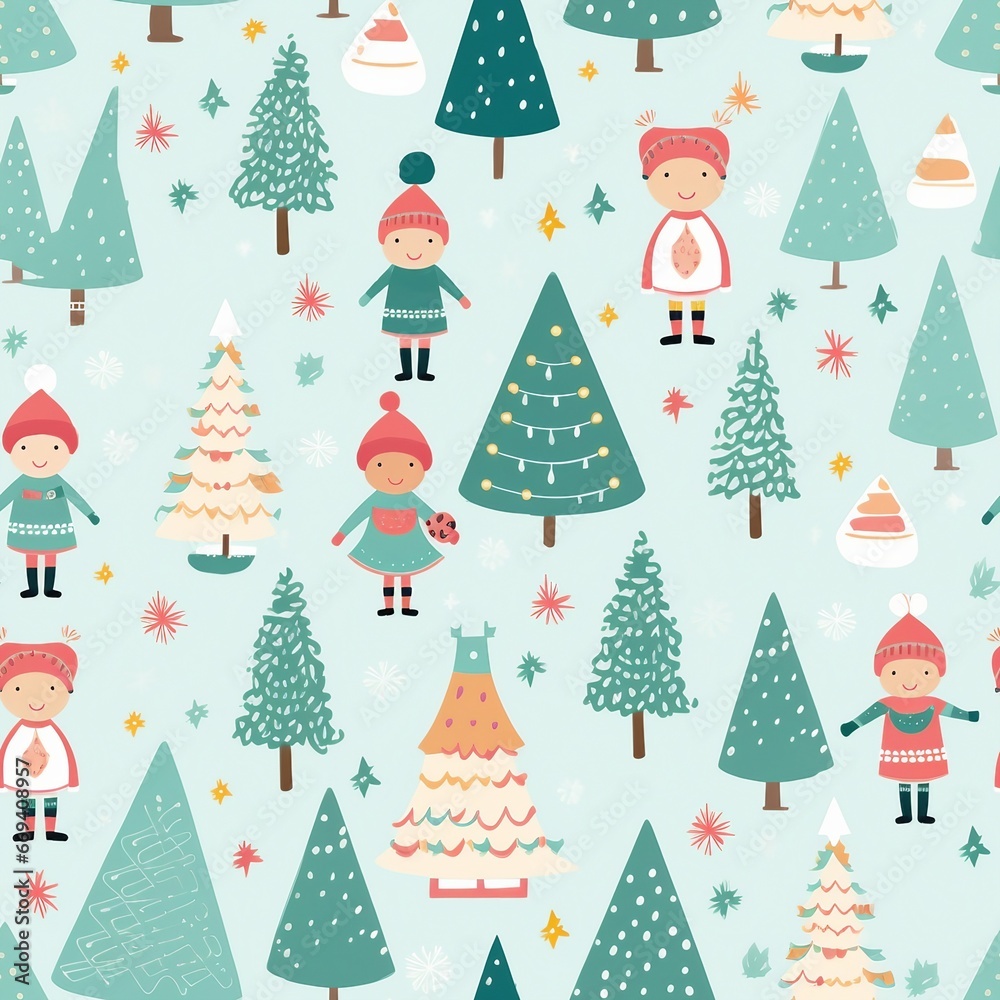 christmas seamless pattern Playful Winter Clothes for Children