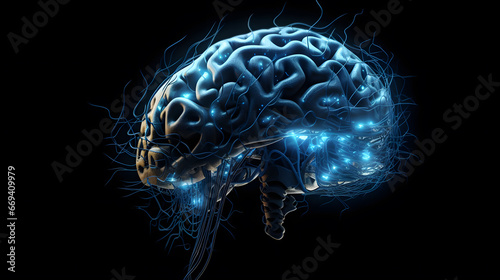 Mind's Brilliance: Glowing Brain Image 