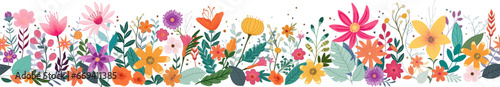 A wild flower floral flowers horizontal seamlessly tiling abstract pattern repeatable border footer design