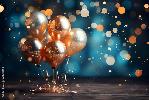 Wallpaper Mural birthday party balloons, colourful balloons background with teddy bear and birthday cake with candles Torontodigital.ca