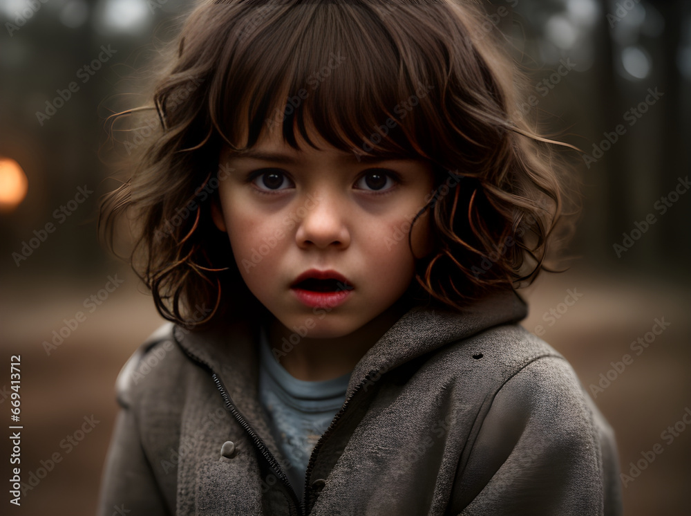 Fearful child lit warmly detailed cinematic HDR Fearful child lit warmly detailed cinematic HDR
