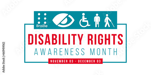 Disability Rights awareness month is observed every year from November 3 to December 3, Vector illustration