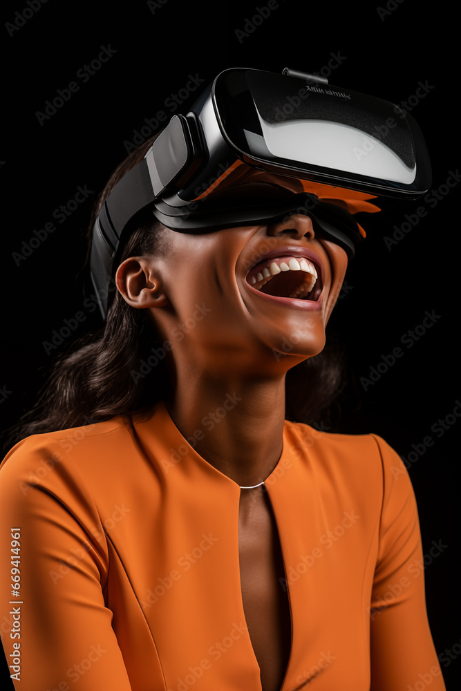Femme portant des lunettes de réalité virtuelle Femme portant des lunettes de réalité virtuelle