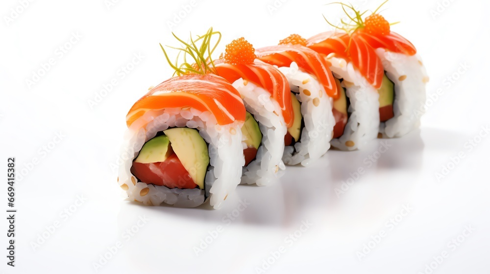 Japanese sushi on a black and white background Generate AI Japanese sushi on a black and white background Generate AI