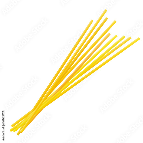 Spaghetti, Bucatini Or Perciatelli Pasta On White