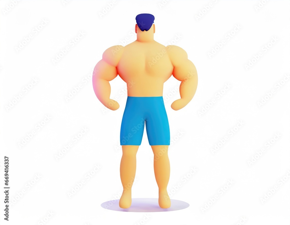 3D Character men with Bodybuilding, Cartoon beard character man does exercises with dumbbells. AI generated. 3D Character men with Bodybuilding, Cartoon beard character man does exercises with dumbbells. AI generated.