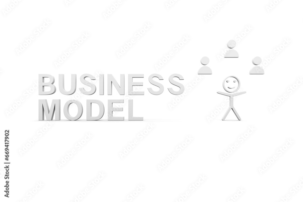 BUSINESS MODEL concept white background 3d render illustration
