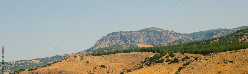 Turkish mountains and green forest panorama