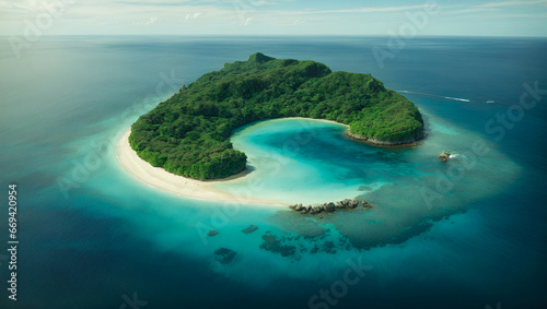 Circular Island amidst Blue Ocean