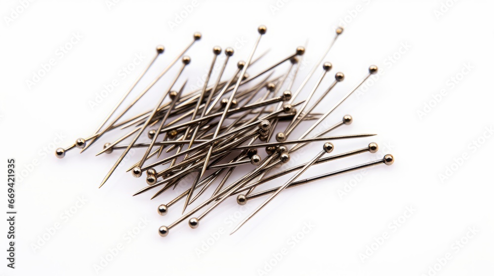 sewing needles on a white background.