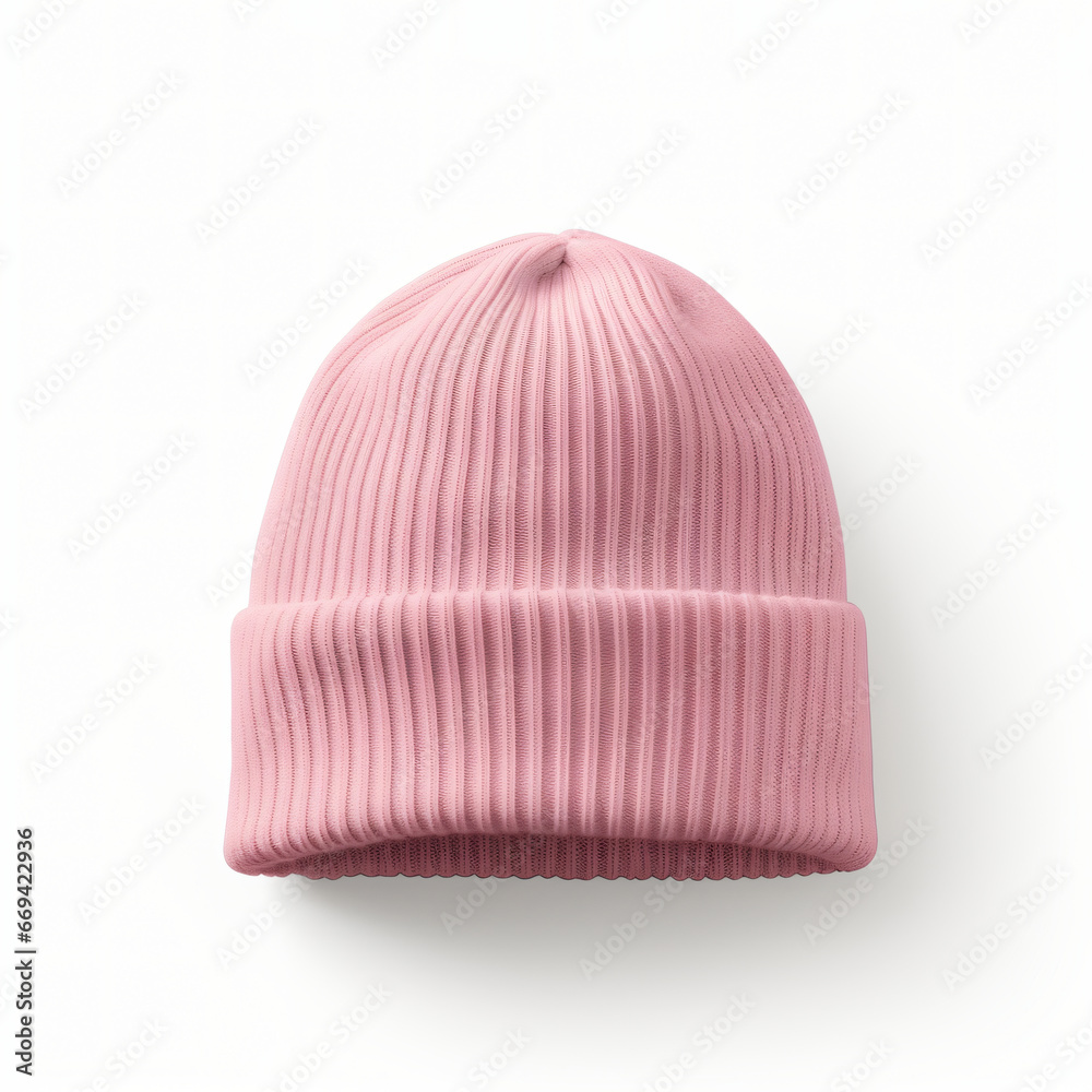Baby Pink Winter Hat Mokup On White Background Baby Pink Winter Hat Mokup On White Background