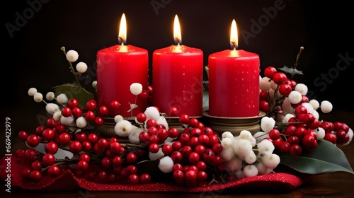 christmas candle arrangement set on a background