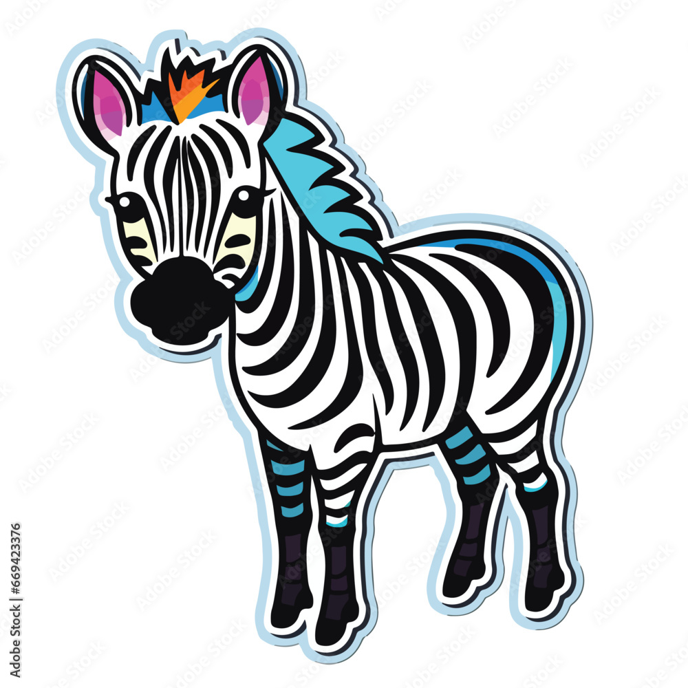 Zebra sticker design graphic, cute happy style, colorful Zebra sticker design graphic, cute happy style, colorful