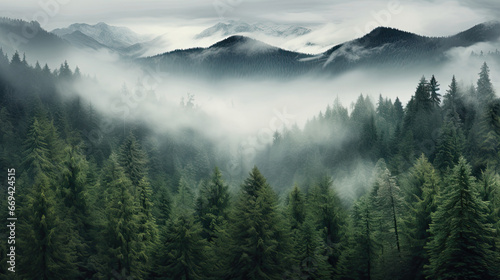 Moody forest landscape with fog. forest mountain landscape  © Rangga Bimantara