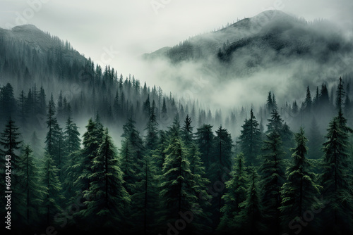 Moody forest landscape with fog. forest mountain landscape  © Rangga Bimantara