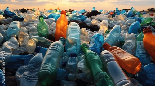 Garbage, Big pile of used empty plastic bottles. photo