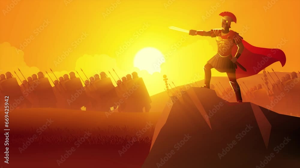 Roman general leading his legionaries into an invasion, evoking the grandeur and power of the ancient Roman Empire. Perfect for projects related to history, warfare, or storytelling