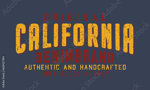 California Original denim Urban brand Slogan Editable t shirt design graphics print vector illustration for men and women