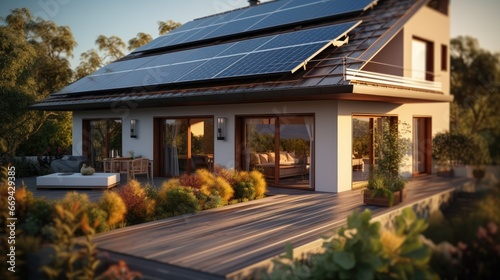 Wallpaper Mural Solar panels in a new house, Environmental conservation or Clean energy power concept. Torontodigital.ca