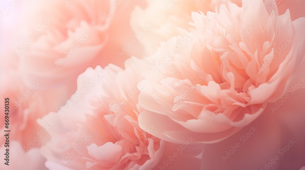 Peony flower background closeup with soft focus and sunlight