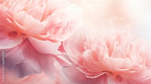 Peony flower background closeup with soft focus and sunlight