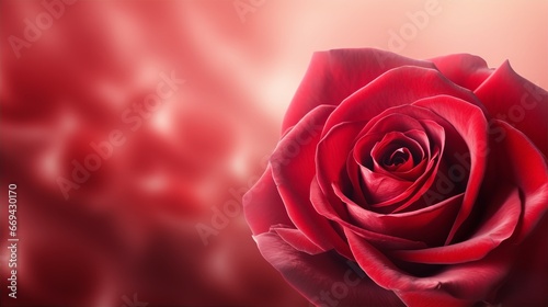 Red rose flower background closeup with soft focus  space for text  blurred background