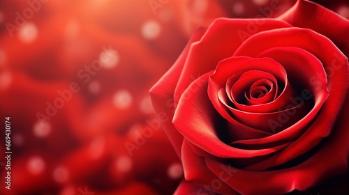 Red rose flower background closeup with soft focus  space for text  blurred background