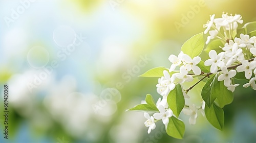 Jasmine flower and nature spring bokeh background