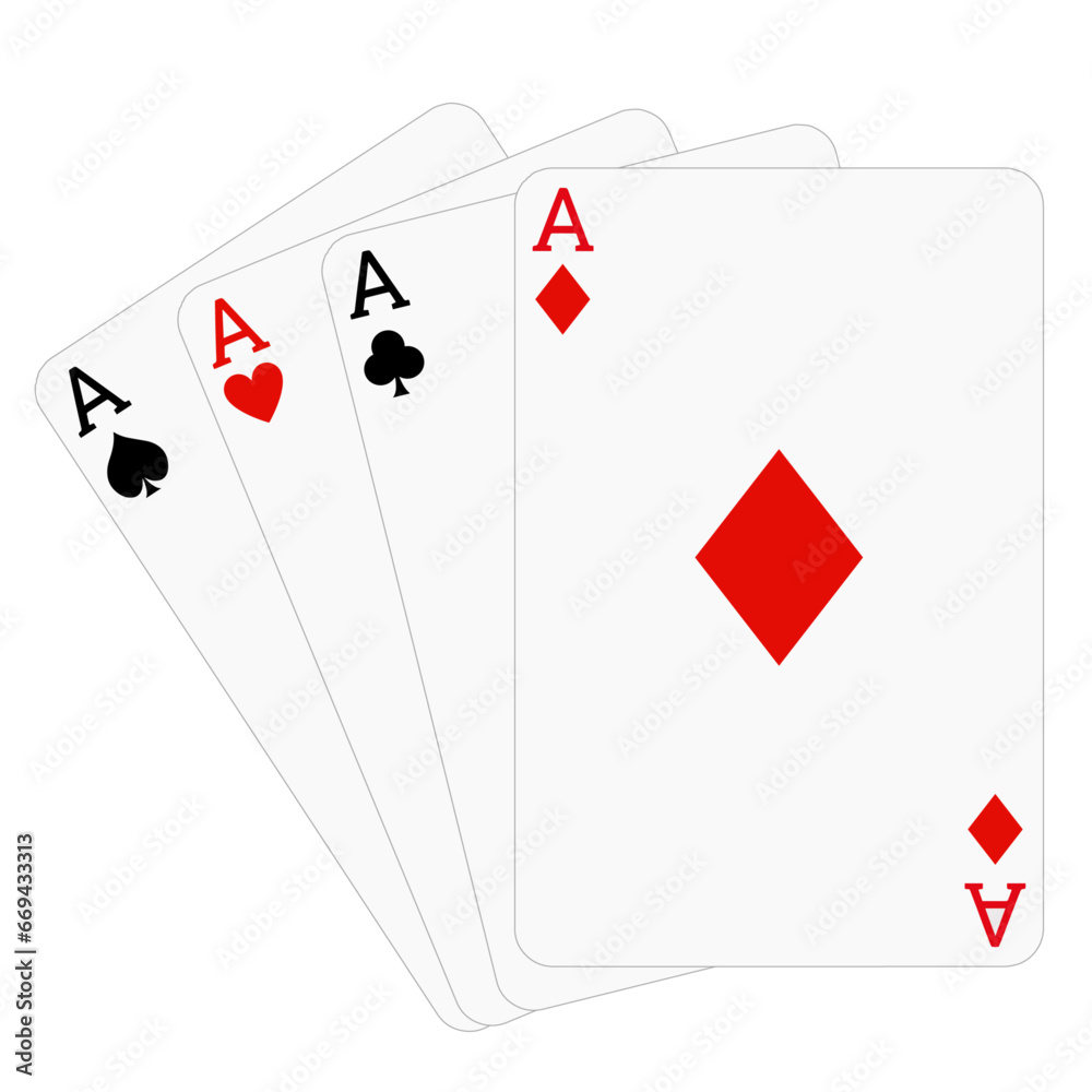 Obraz premium Four aces playing cards spades hearts diamonds clubs