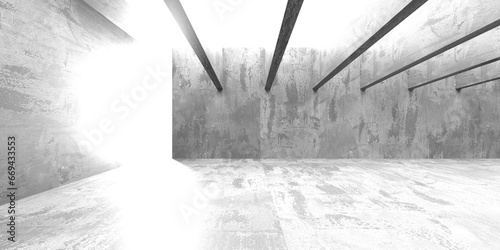 Concrete room with abstract interior design