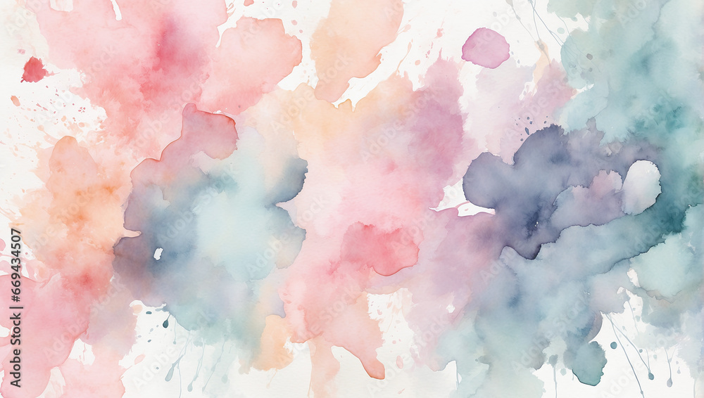 Pastel watercolor texture with subtle splatter blot shapes. A soothing and dreamy background ideal for calm and artistic projects.