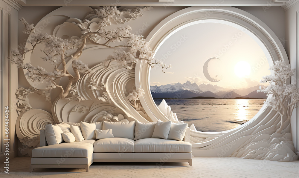 Japanese style in light colors in room design. Japanese style in light colors in room design.