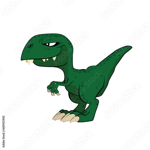 Cute cartoon green t-rex dinosaur  Vector illustration of dinosaurs Tyrannosaurus rex 