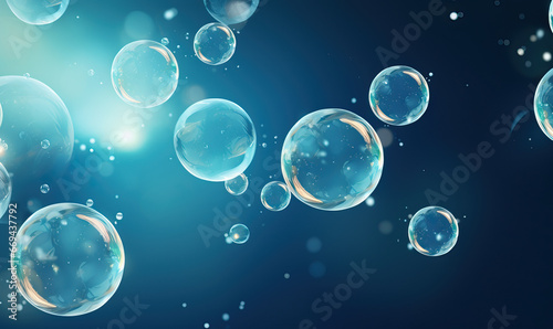 Wallpaper Mural Blue background with small and large soap bubbles. Torontodigital.ca