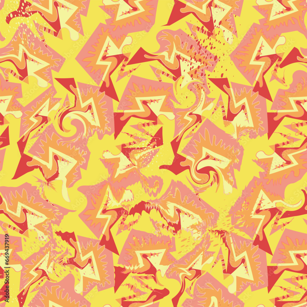 Obraz premium Seamless geometry colorful pattern with wave lines and curved shapes